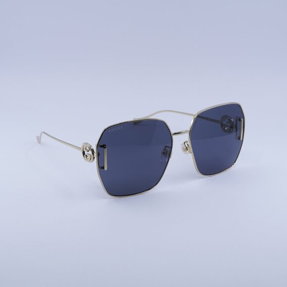 Gucci GG1207SA 002 Sunglasses Gold Square Frame, Grey Lenses main image 4